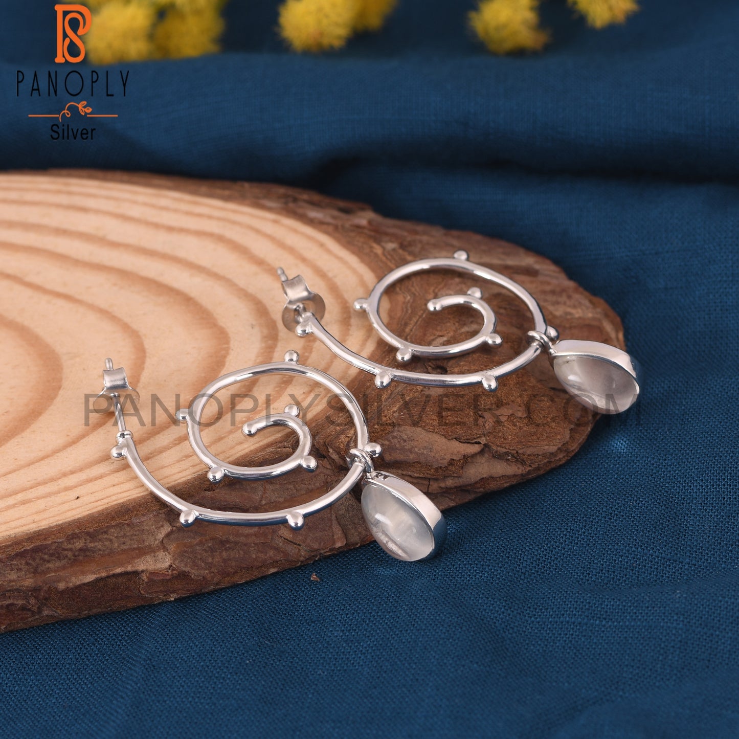 Crystal Quartz 925 Sterling Silver Cyclone Earrings