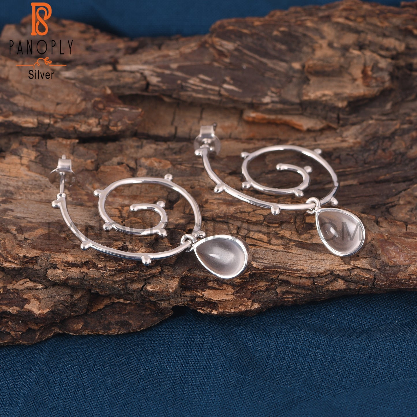 Crystal Quartz 925 Sterling Silver Cyclone Earrings