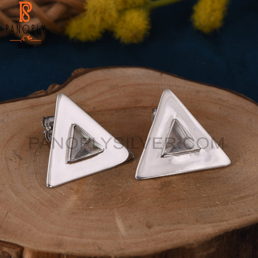 Crystal Quartz 925 Sterling Silver Triangle Ring