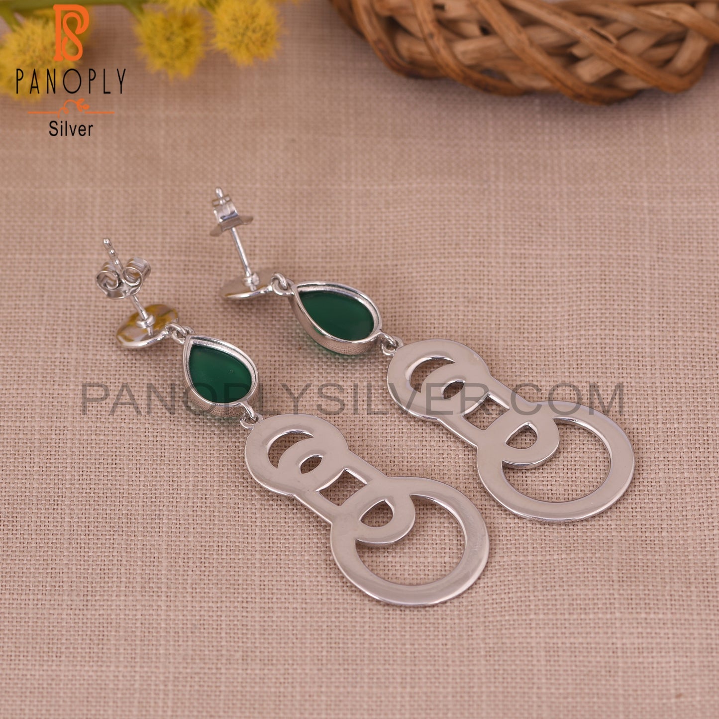 Green Onyx Gemstone Beautiful Wedding Earrings