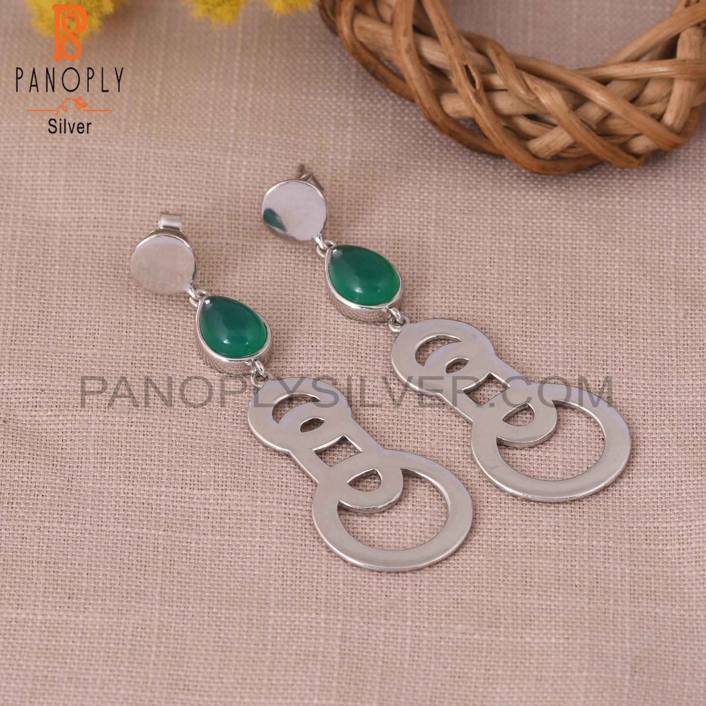 Green Onyx Gemstone Beautiful Wedding Earrings
