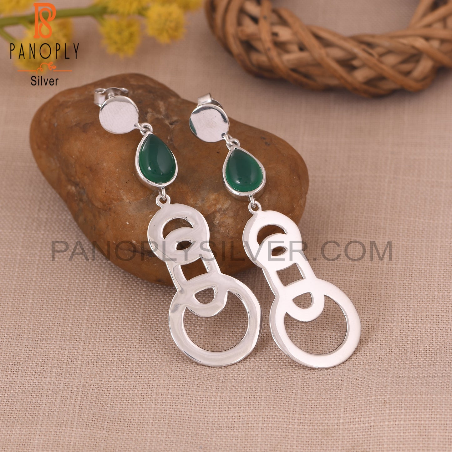 Green Onyx Gemstone Beautiful Wedding Earrings