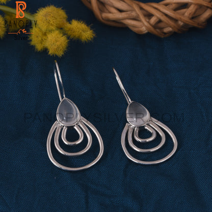 Crystal Quartz 925 Silver White Rhodium Plated Earrings Jewelry