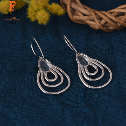 Crystal Quartz 925 Silver White Rhodium Plated Earrings Jewelry