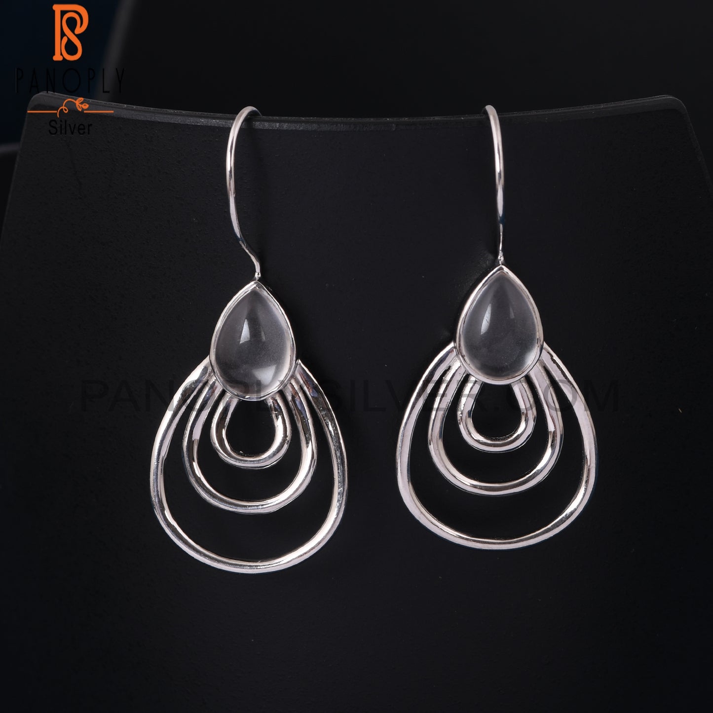 Crystal Quartz 925 Silver White Rhodium Plated Earrings Jewelry