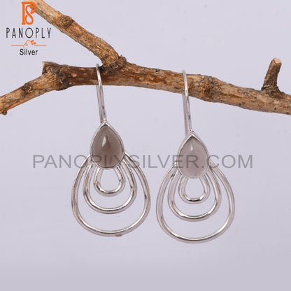Concentric Hoop 925 Silver Smoky Quartz Girls Earrings