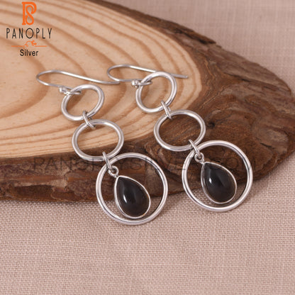Smoky Quartz 925 Sterling Silver Circle Earrings
