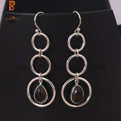 Smoky Quartz 925 Sterling Silver Circle Earrings