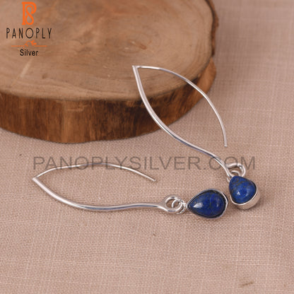 Natural Lapis Lazuli Party Wear 925 Silver Earring Jewelry