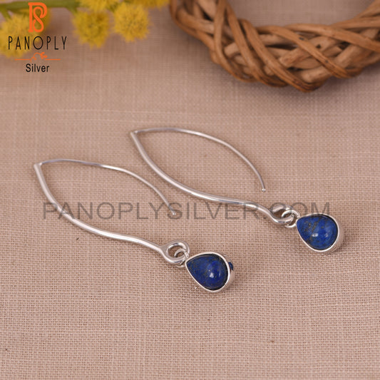 Natural Lapis Lazuli Party Wear 925 Silver Earring Jewelry