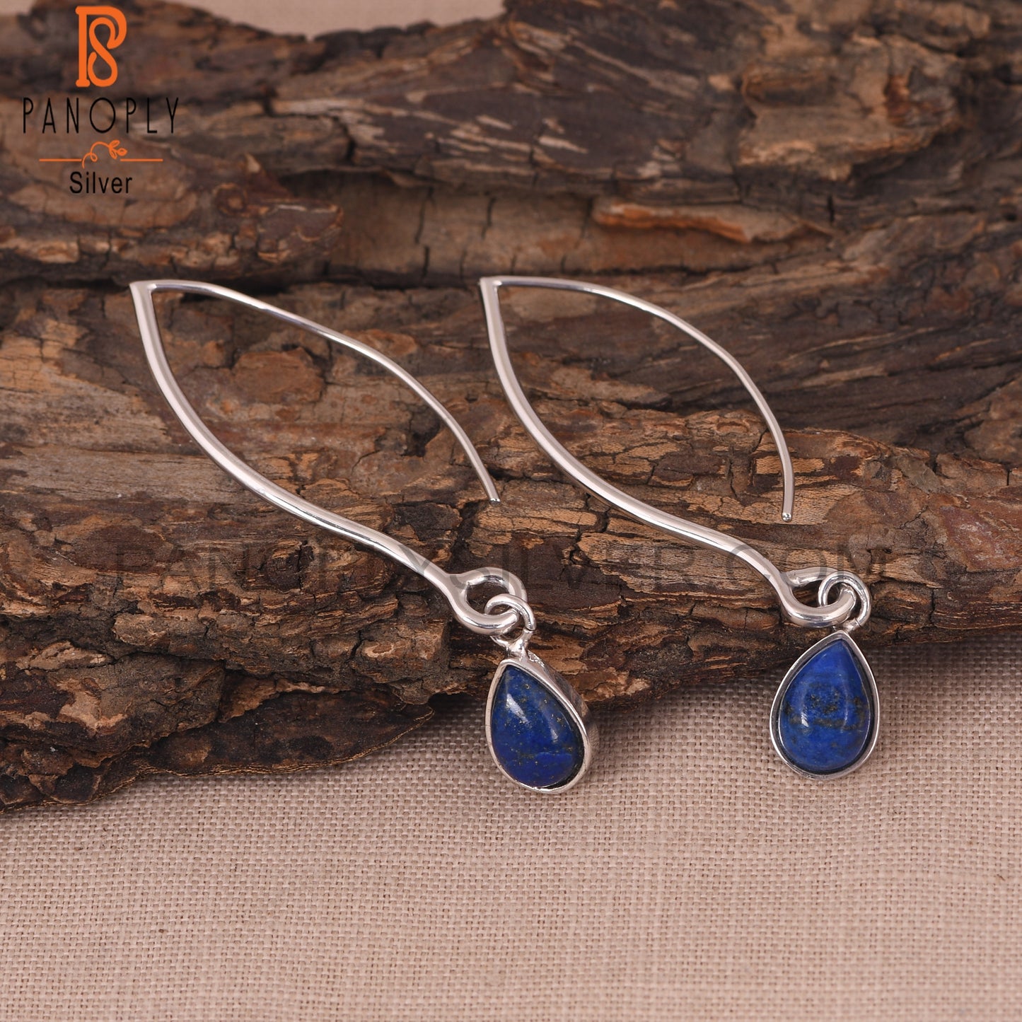 Natural Lapis Lazuli Party Wear 925 Silver Earring Jewelry