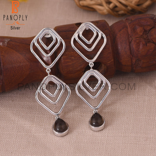 Smoky Quartz 925 Stamp Attractive Ear Wire Earrings