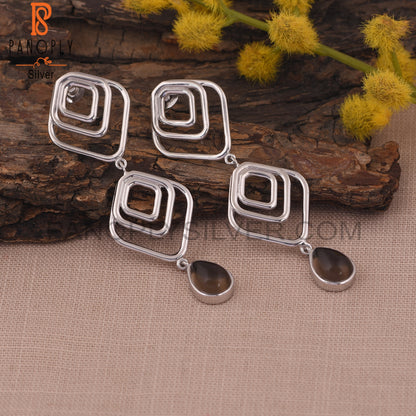 Smoky Quartz 925 Stamp Attractive Ear Wire Earrings