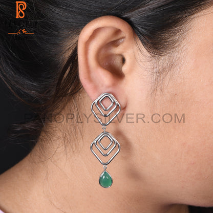 Green Onyx 925 Sterling Silver Gem Earring Jewelry