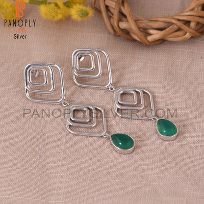 Green Onyx 925 Sterling Silver Gem Earring Jewelry