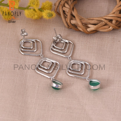 Green Onyx 925 Sterling Silver Gem Earring Jewelry