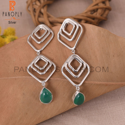 Green Onyx 925 Sterling Silver Gem Earring Jewelry