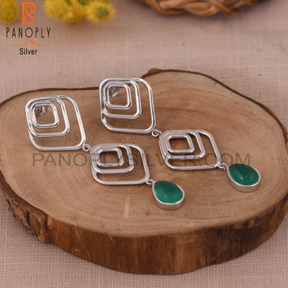 Green Onyx 925 Sterling Silver Gem Earring Jewelry