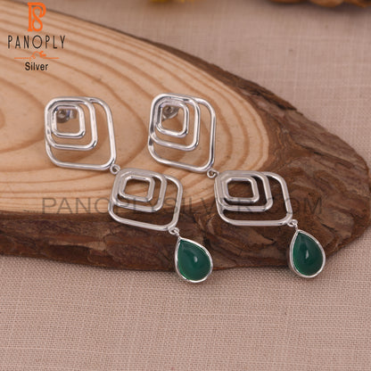 Green Onyx 925 Sterling Silver Gem Earring Jewelry