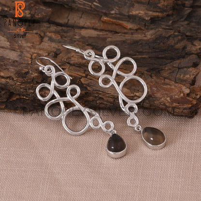 Smoky Squiggle Shape 925 Sterling Sivler Earrings