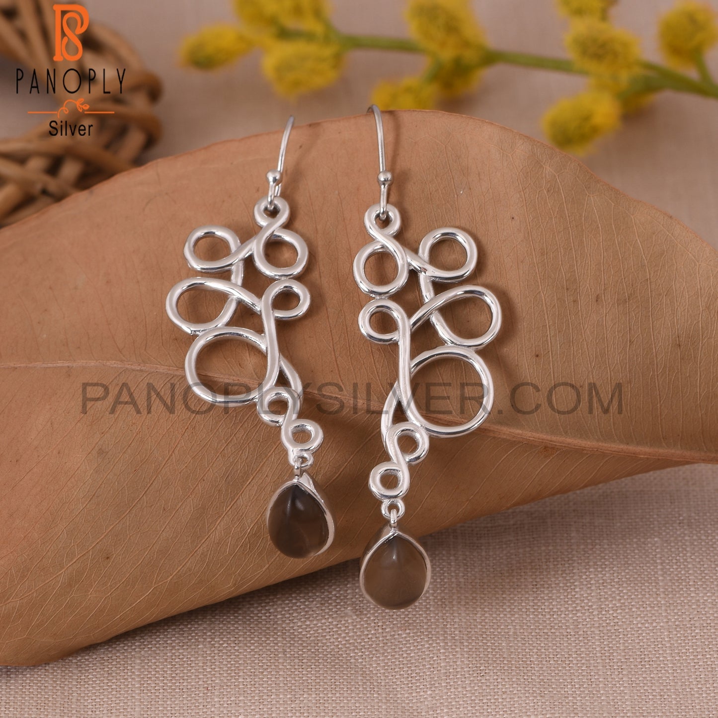 Smoky Squiggle Shape 925 Sterling Sivler Earrings