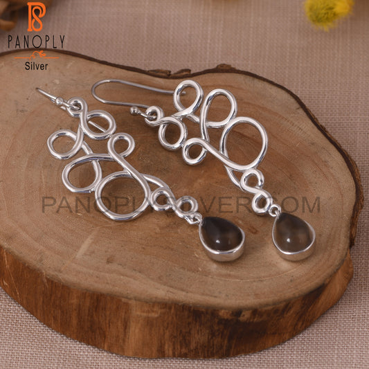 Smoky Squiggle Shape 925 Sterling Sivler Earrings