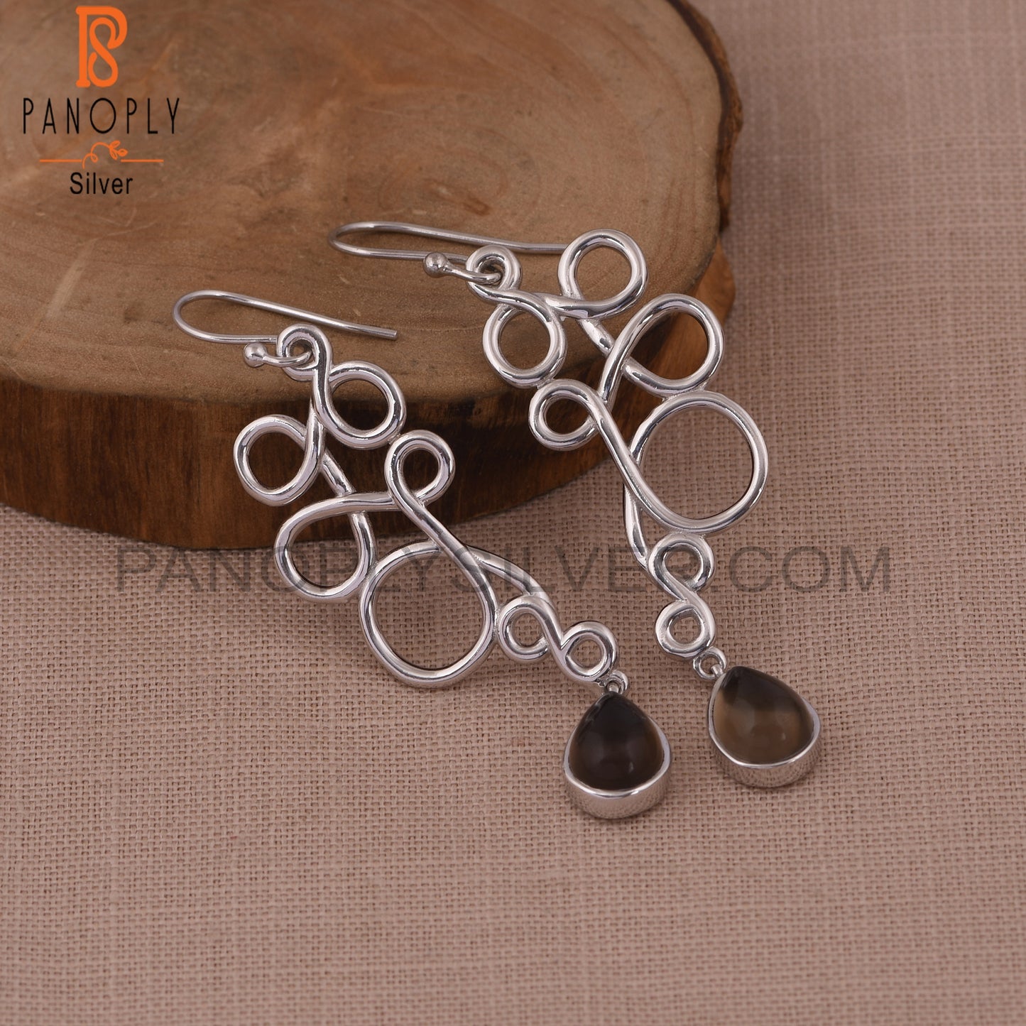 Smoky Squiggle Shape 925 Sterling Sivler Earrings