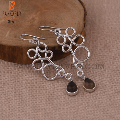 Smoky Squiggle Shape 925 Sterling Sivler Earrings