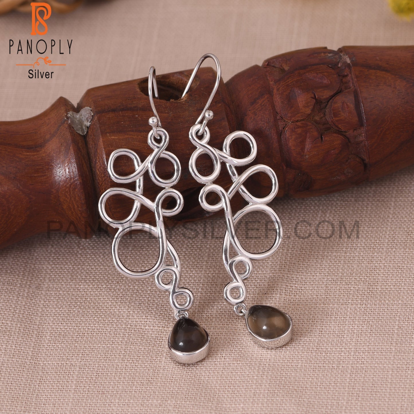 Smoky Squiggle Shape 925 Sterling Sivler Earrings