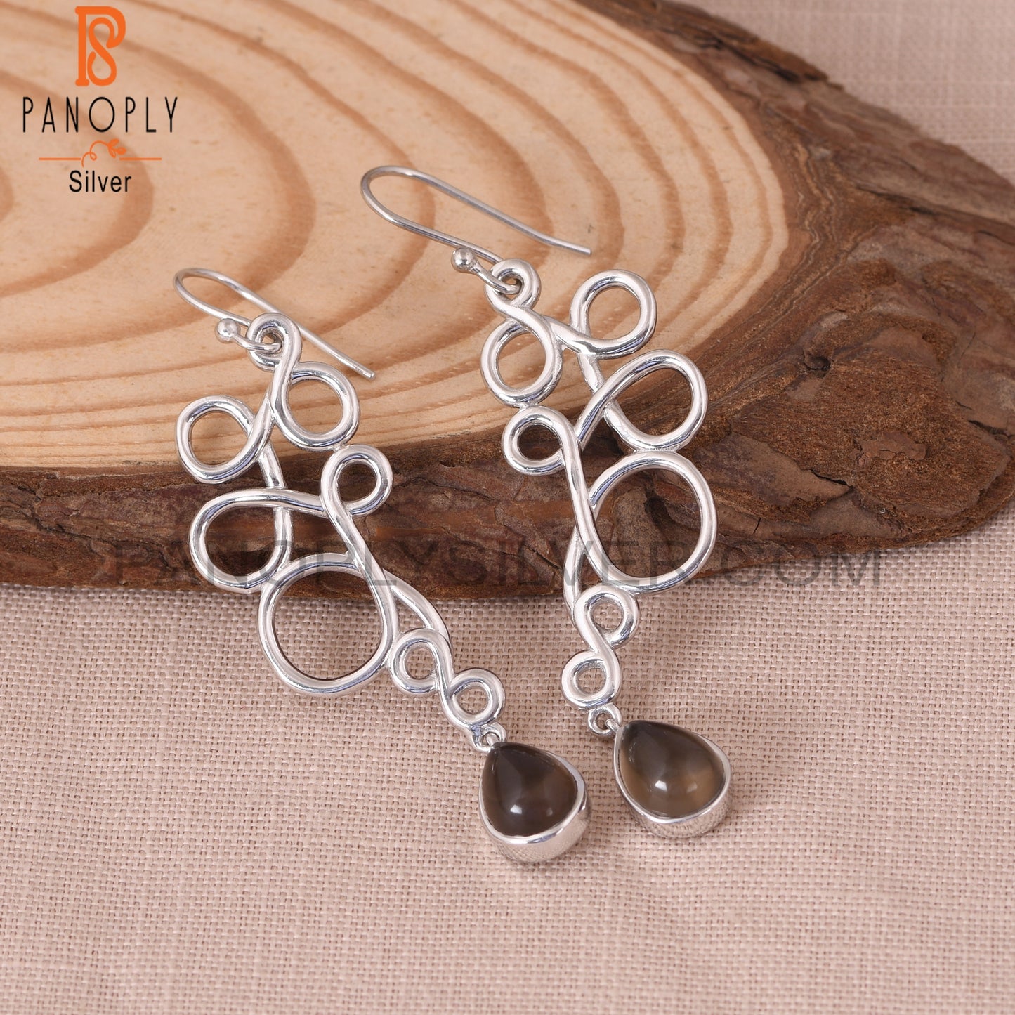 Smoky Squiggle Shape 925 Sterling Sivler Earrings