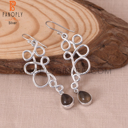 Smoky Squiggle Shape 925 Sterling Sivler Earrings