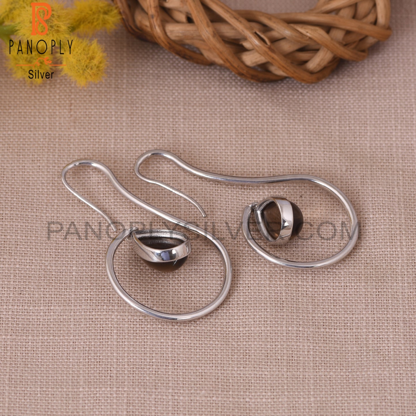 Spiral Earrings 925 Sterling Silver Smoky Quartz Jewelry