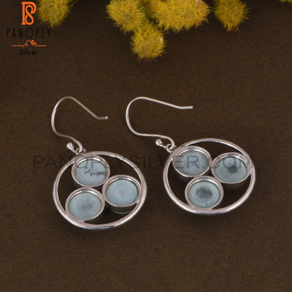 925 Sterling Silver Aqua Chalcedony Gemstone Earrings