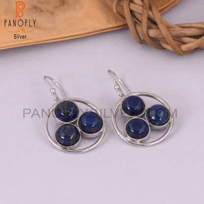 Natural Lapis Lazuli 925 Sterling Silver Dangle Earrings