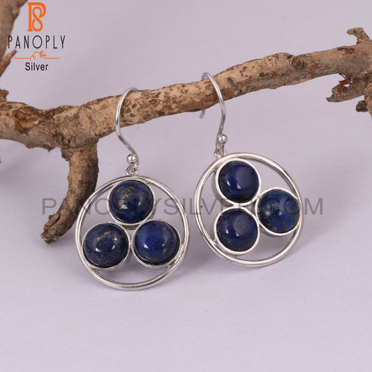 Natural Lapis Lazuli 925 Sterling Silver Dangle Earrings