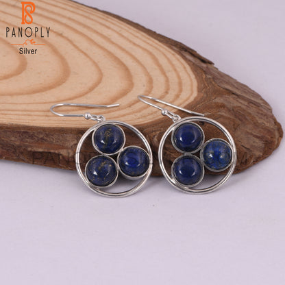 Natural Lapis Lazuli 925 Sterling Silver Dangle Earrings