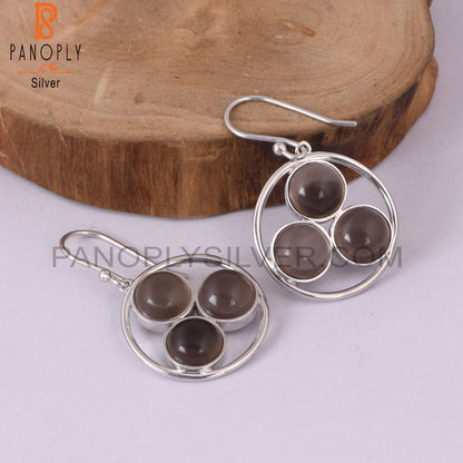 Solid 925 Sterling Silver Smoky Quartz Stone Earrings