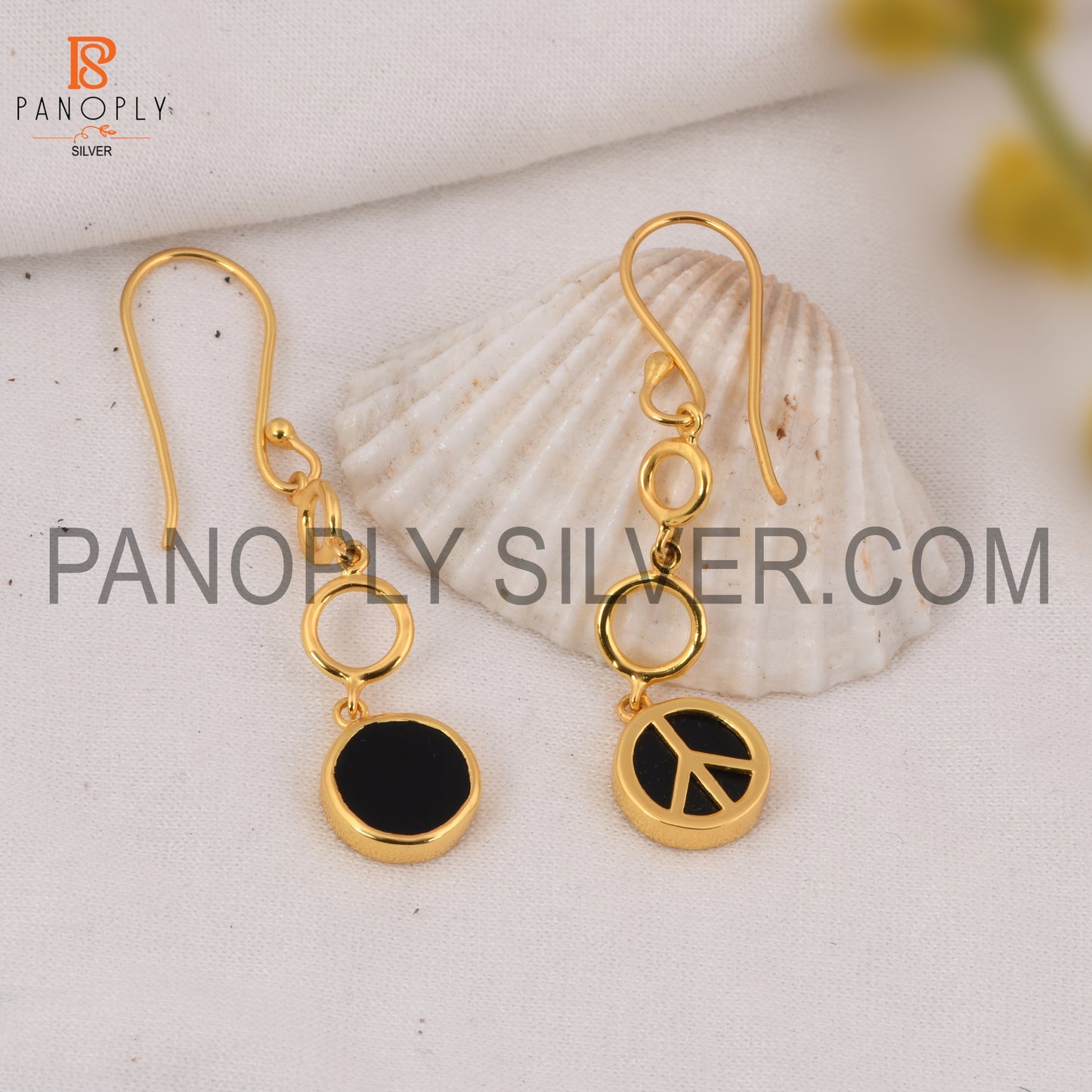 Peace Symbol Ear Drop Dangle Earring 925 Silver Jewelry