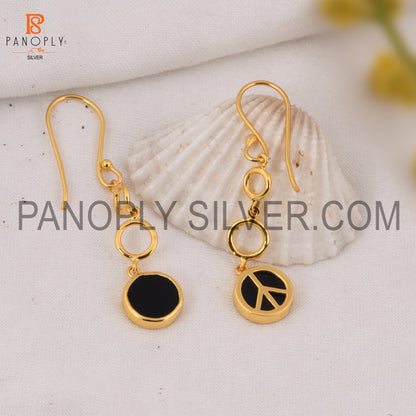 Peace Symbol Ear Drop Dangle Earring 925 Silver Jewelry