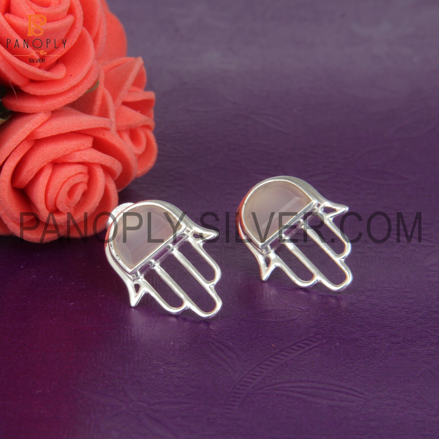 925 Silver Hamsa Symbol Stud Earrings
