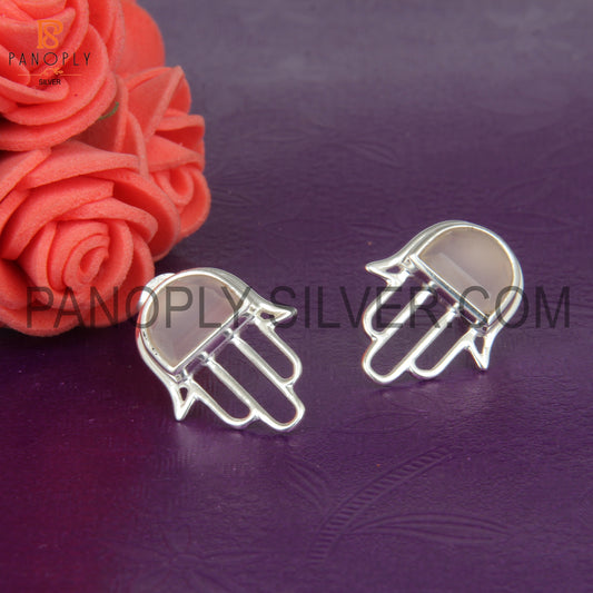 925 Silver Hamsa Symbol Stud Earrings