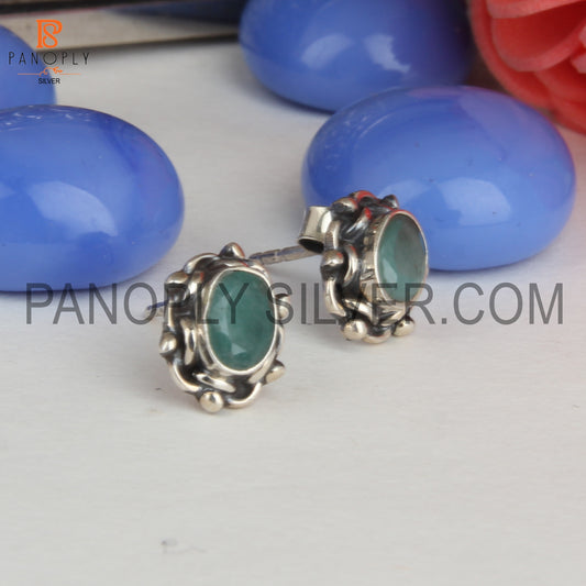 Emerald Gemstone Female Stud Earrings