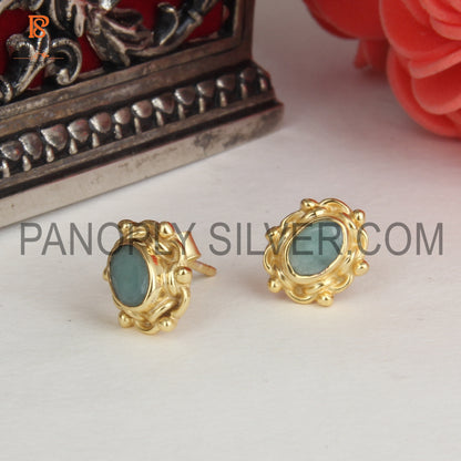 Gemstone Emerald Handmade Female Stud Earrings