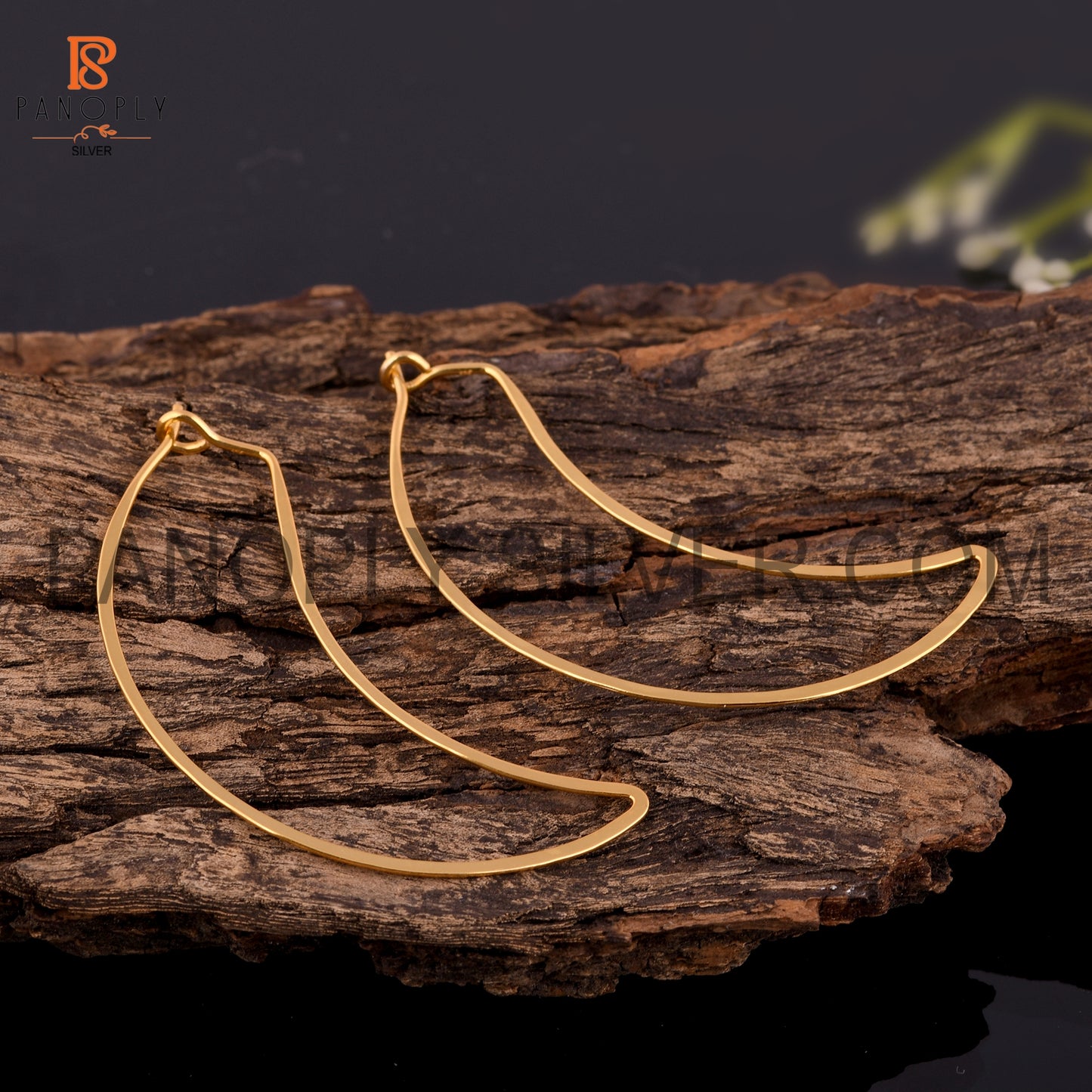 Half Moon Shape 925 Sterling Silver Hingis Earrings