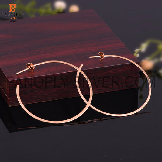 925 Sterling Silver Rose Gold Plated Round Hoop Earrings