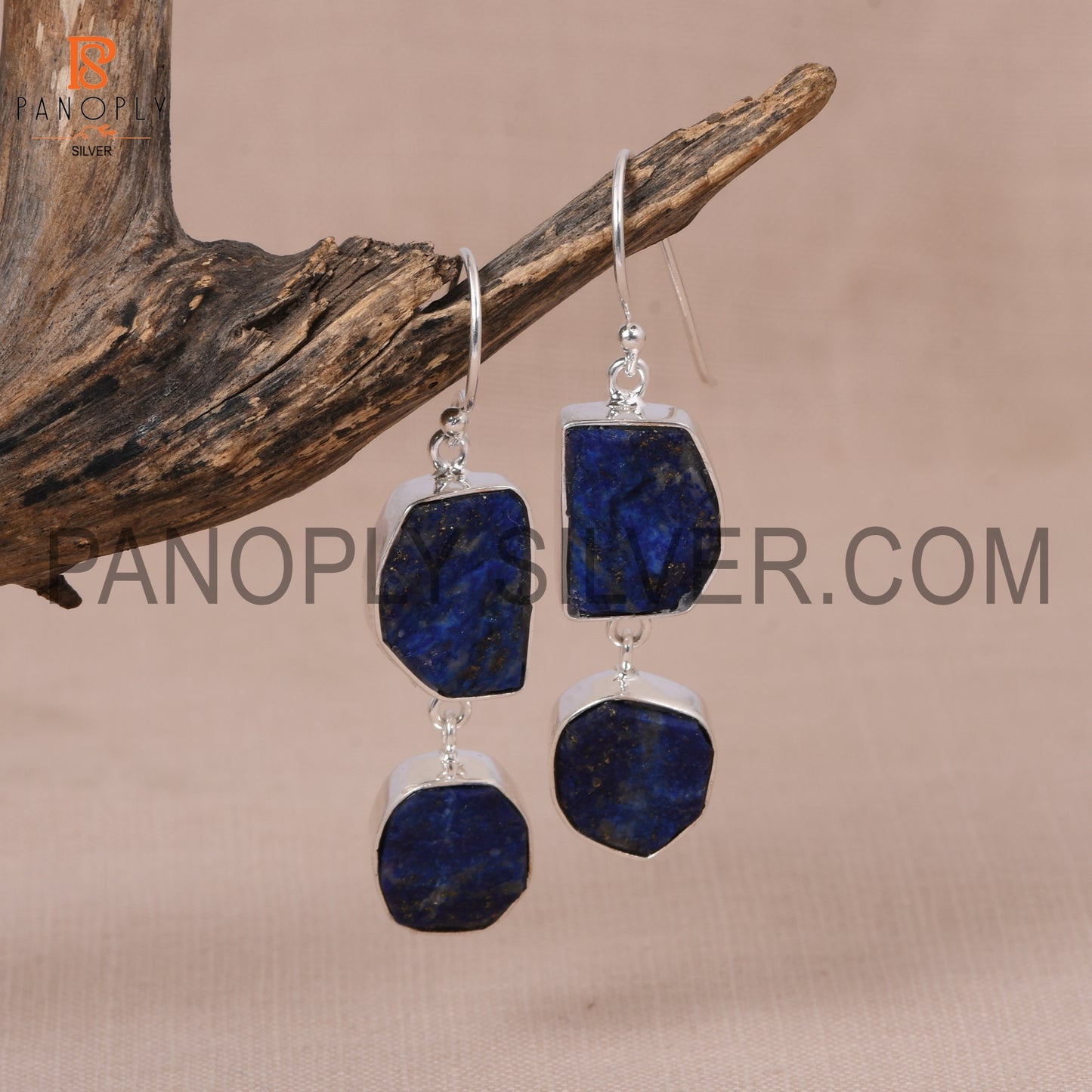 Lapis Lazuli Dangle Raw Blue Gemstone Earrings
