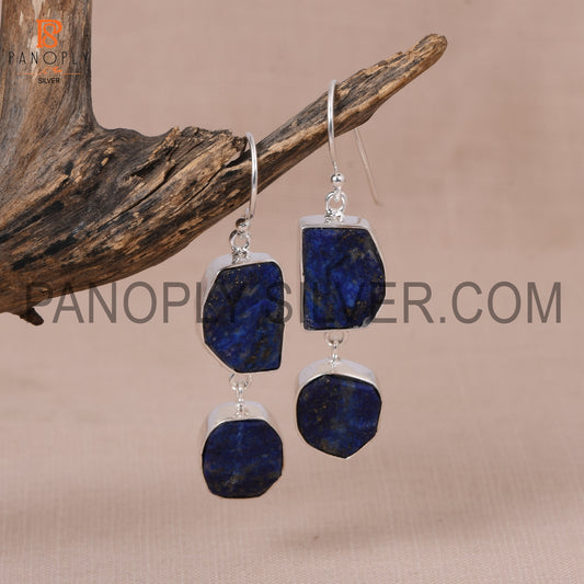 Lapis Lazuli Dangle Raw Blue Gemstone Earrings