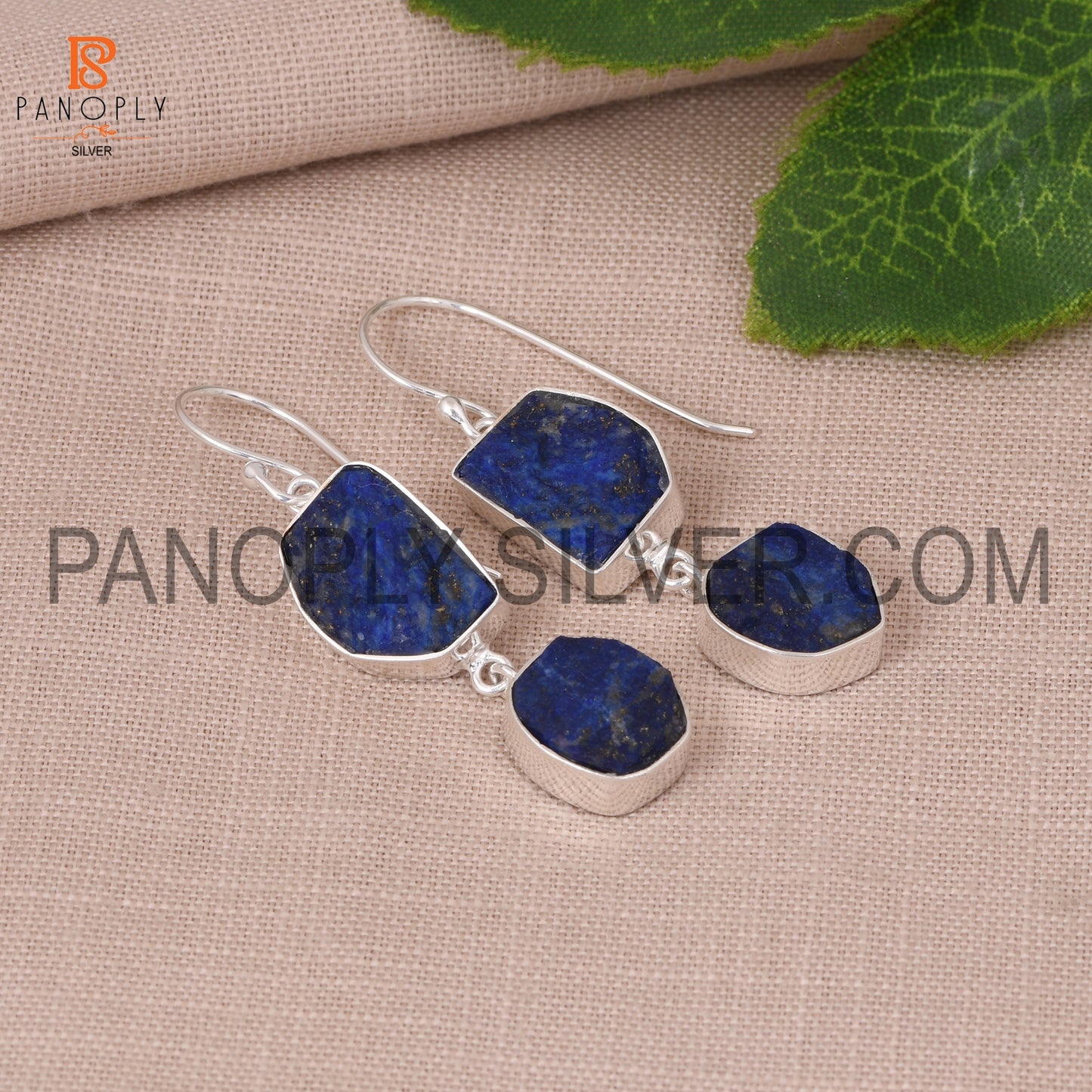 Lapis Lazuli Dangle Raw Blue Gemstone Earrings