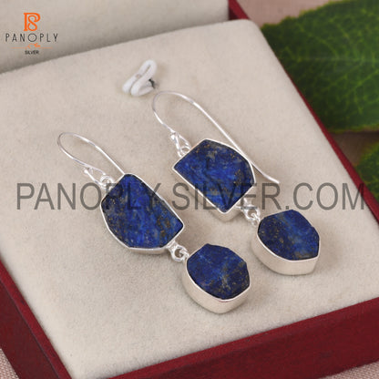 Lapis Lazuli Dangle Raw Blue Gemstone Earrings
