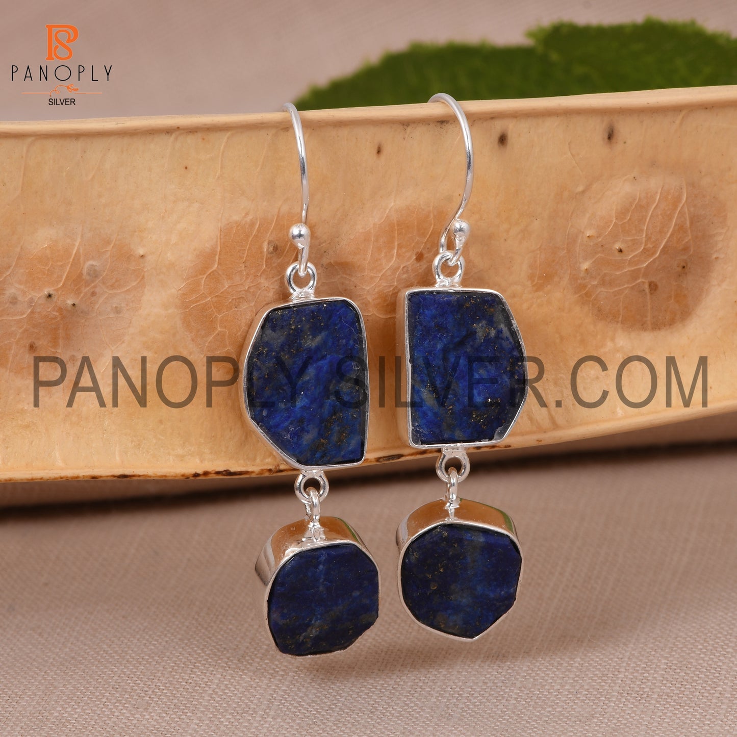 Lapis Lazuli Dangle Raw Blue Gemstone Earrings